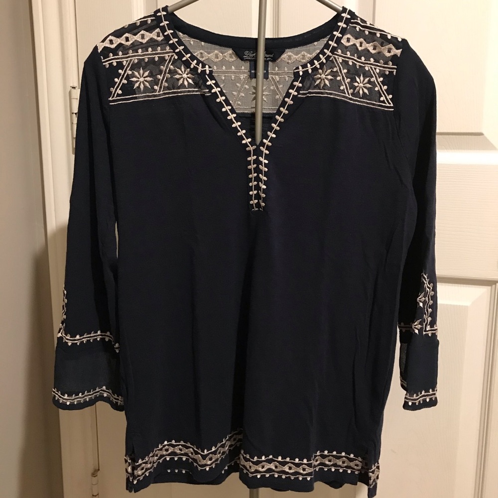 Lucky Brand Dark  Blue Blouse Longsleeved Blousr